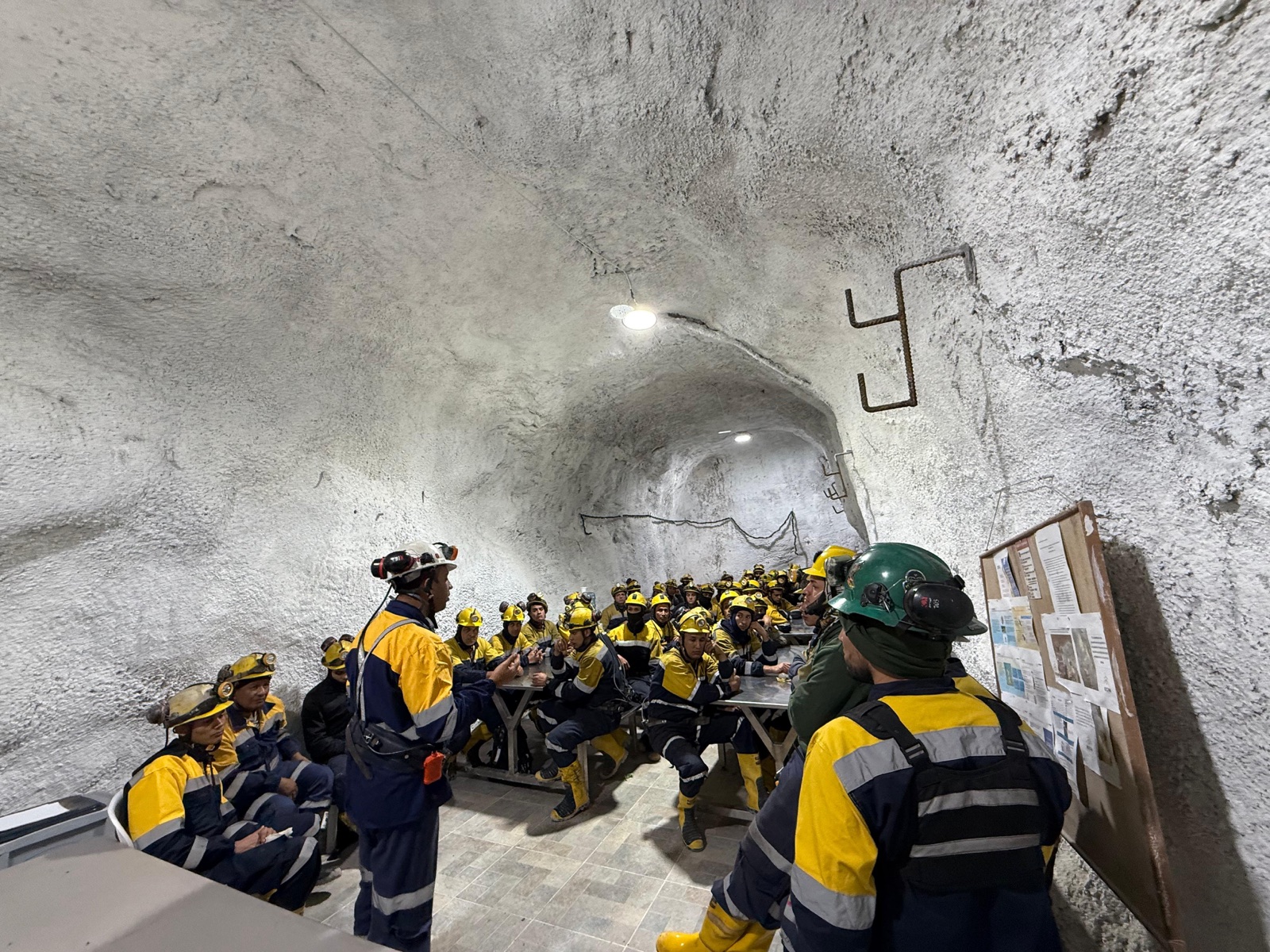 EGM Colombia team gathered for training underground